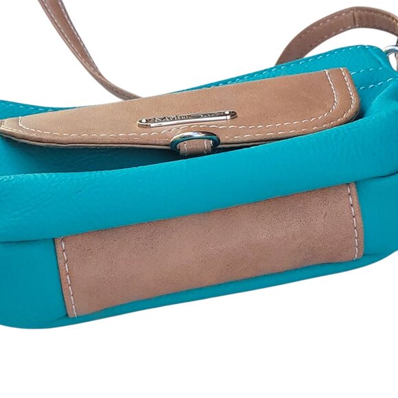 MultiSac Turquoise & Tan Faux Leather Mini Crossbody Bag - Picture 6 of 13
